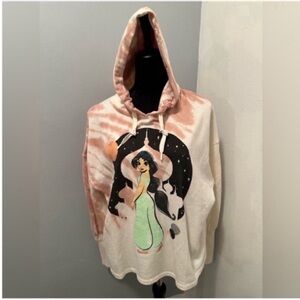 NWT Disney Princess Jasmine Tie-Dye Semi Cropped Pullover Hoodie, XL, Aladdin